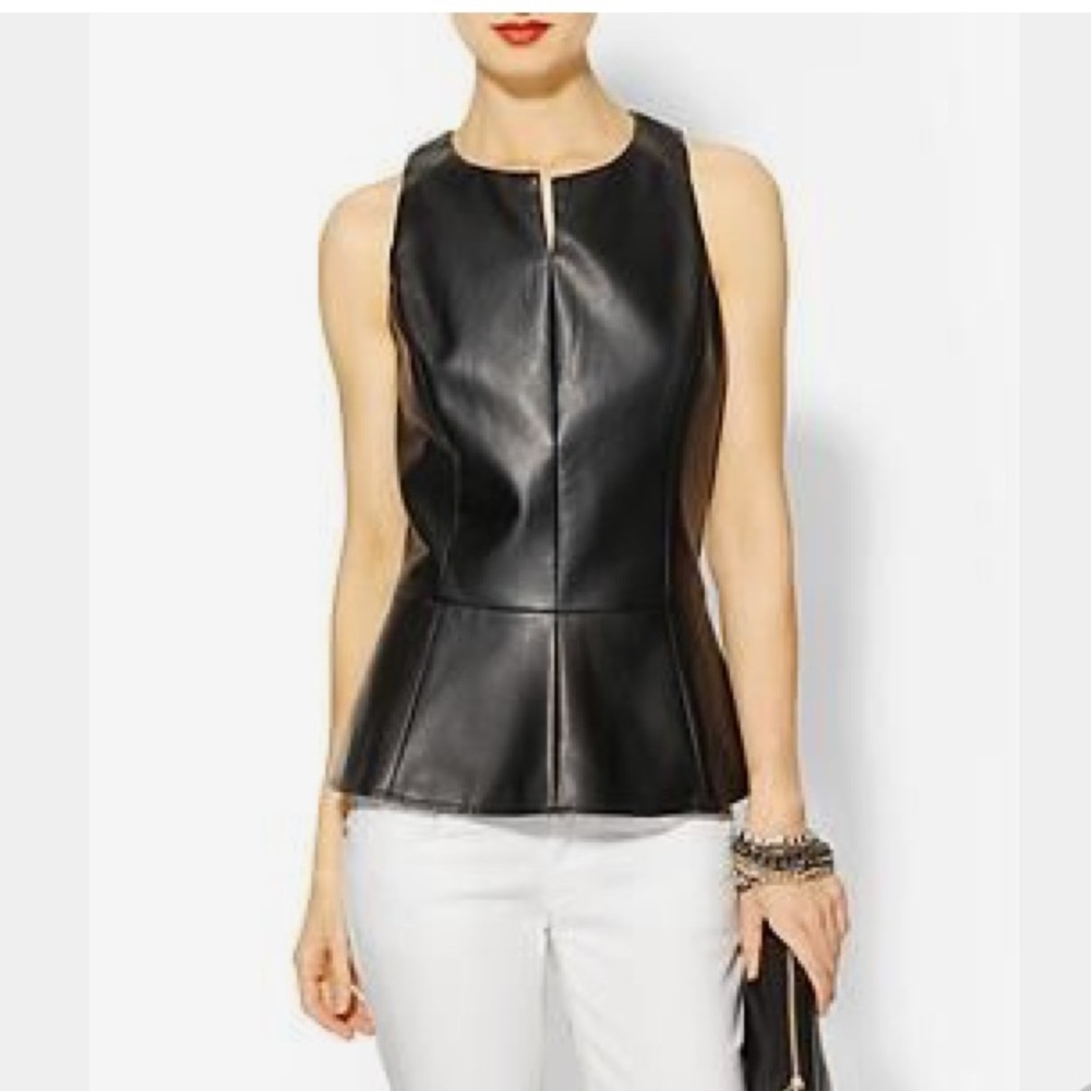 Vegan Leather Peplum Top